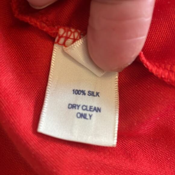 Rebecca Minkoff Silk Red Midi Dress Flowy Shoulder Sexy Vampire Slip Date Night - Picture 7 of 7